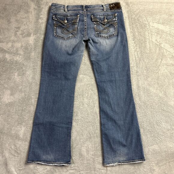 Silver Pioner Womens Jeans 34/31 Medium Wash Y2K Bootcut Low Rise - Picture 13 of 16
